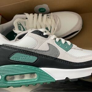 Nike Mens Air Max 90 Sneakers - White, Black, and Green